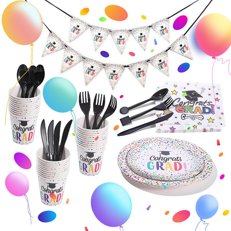Graduation Season Party Disposable Tableware Supplies Graduation Party Decorations Congratulation Grad Party Decor Class of 2022