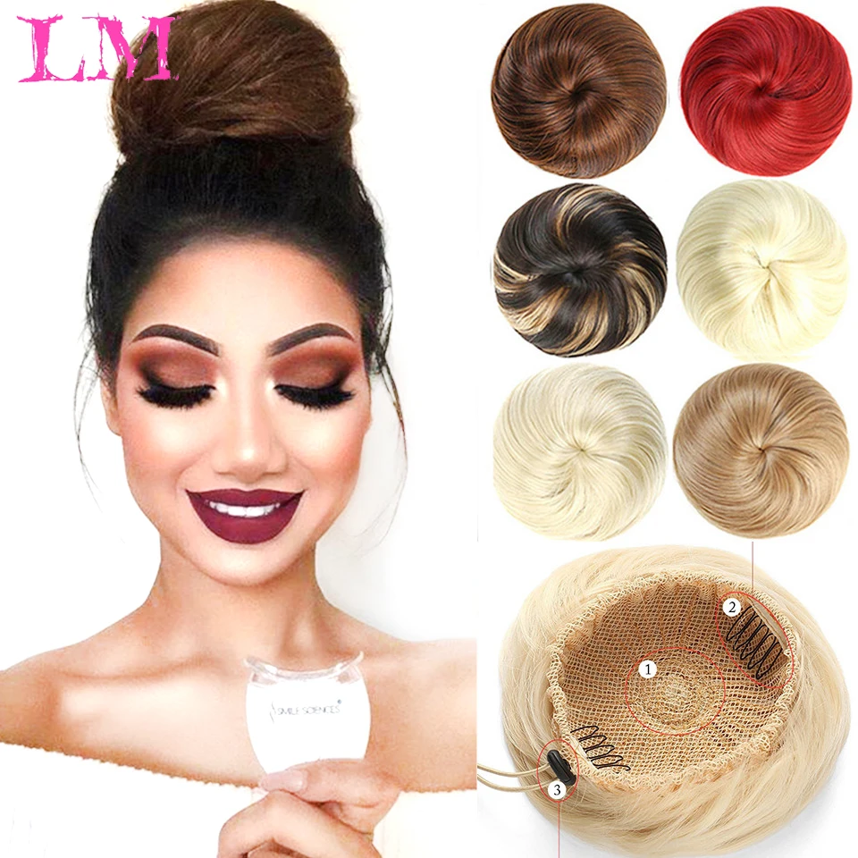 LiangMo Bun Chignon Extension Hairpiece Black Ballerina Synthetic Hairpieces Hair Piece For Women Clip in Hair