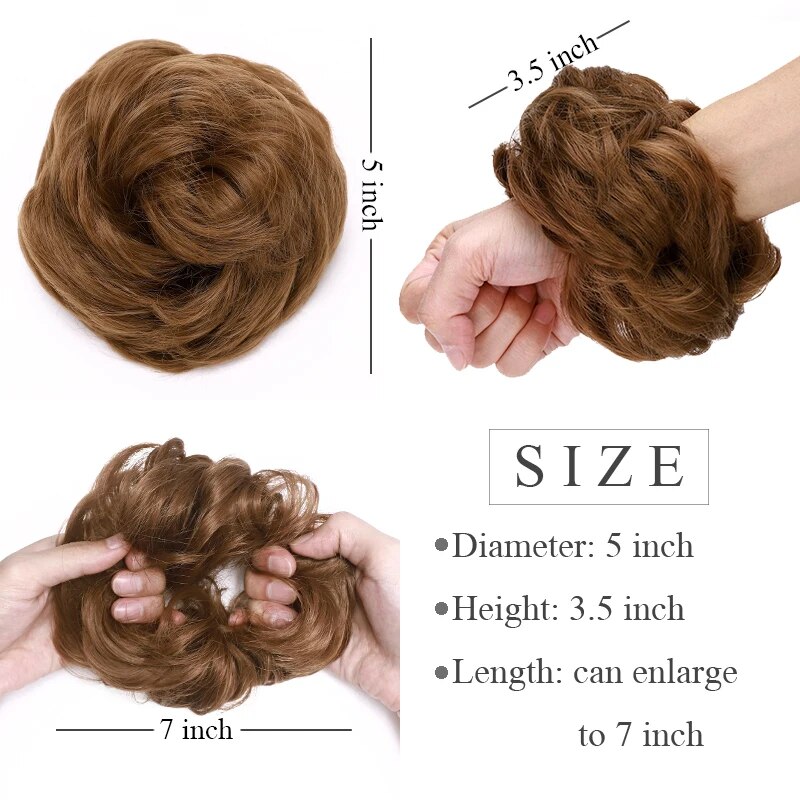 BENEHAIR Synthetic Scrunchies Hair Bun Messy Bun Curly Chignon Hair Extenisons Updo Donut Hairpieces Fake Hair Piece 25g