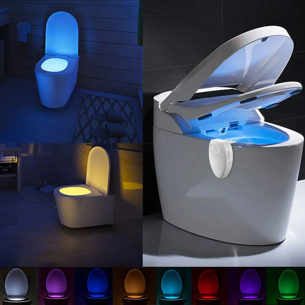 Coquimbo USB Rechargeable Toilet Light PIR Motion Sensor 8 Colors Backlight For Toilet Bowl Smart Night Light For Bathroom