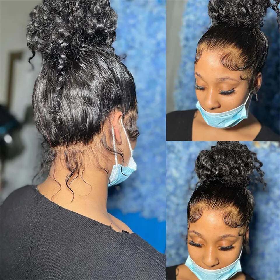 360 Glueless Full Lace Wig Curly Human Hair Wigs 36 Inch 13x6 HD Lace Frontal Wigs For Women Water Wave Transparent Preplucked