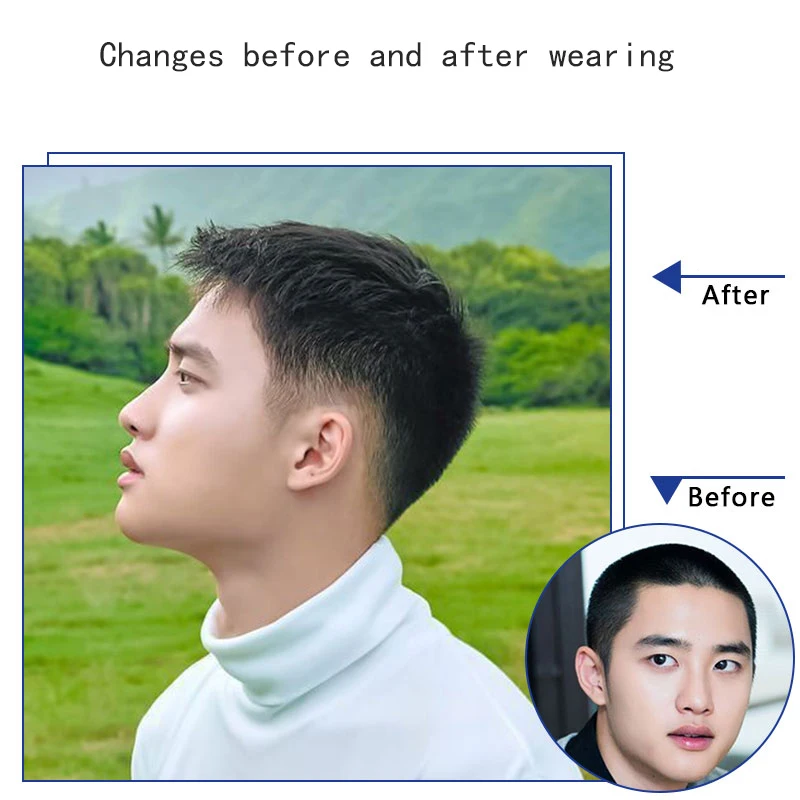 Short wigs for men's male black wig synthetic natural hair for young man balding sparse hair crew cut hair style