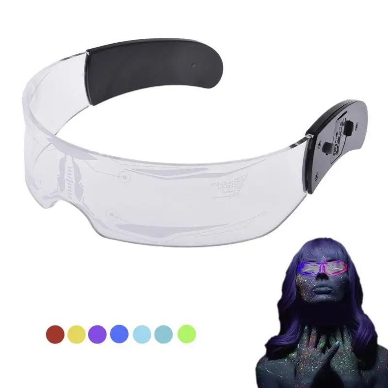 Luminous Visor Glasses 7 Colors 4 Modes Fashionable Glasses LED Visor Battery Powered Trendy Sunglasses For Men Women Cosplay