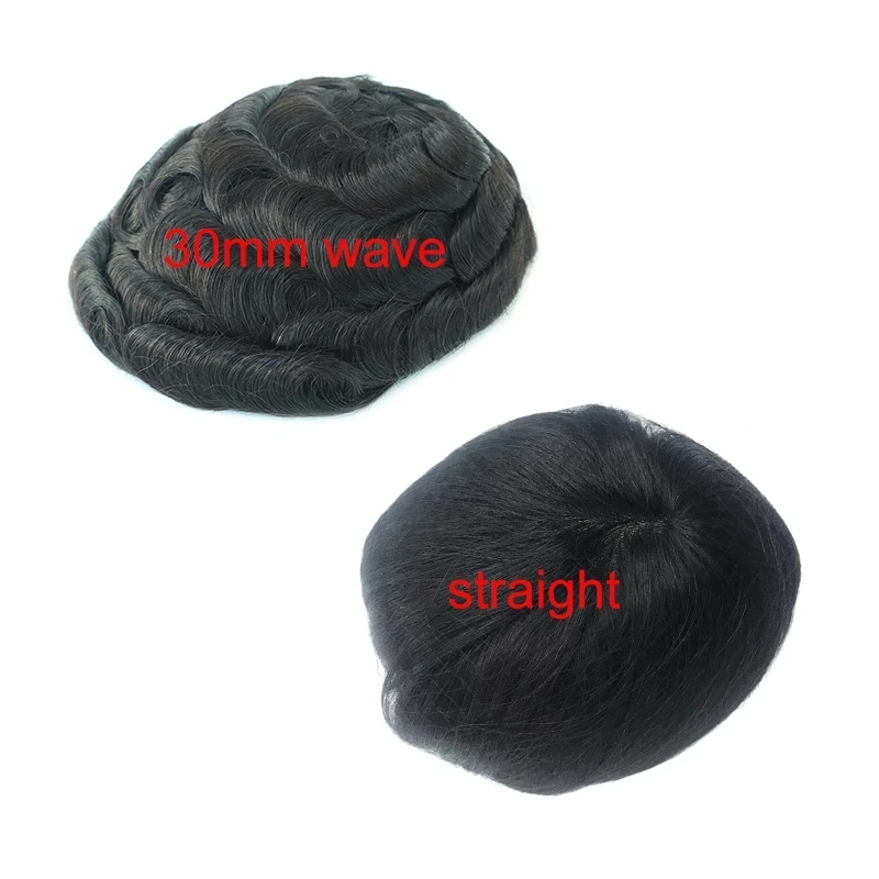 QHP Wigs Human Hair Toupee  Wig Men Fine Mono NPU Men's Capillary Prosthesis Durable Male Indian Hair Replacement System Natural