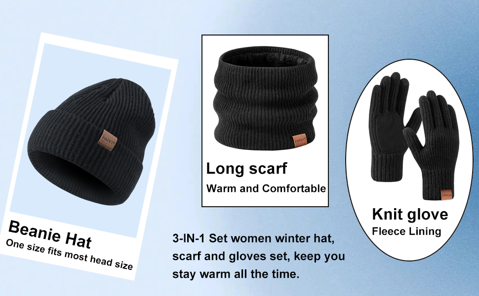 beanie hat long scarf knit glove