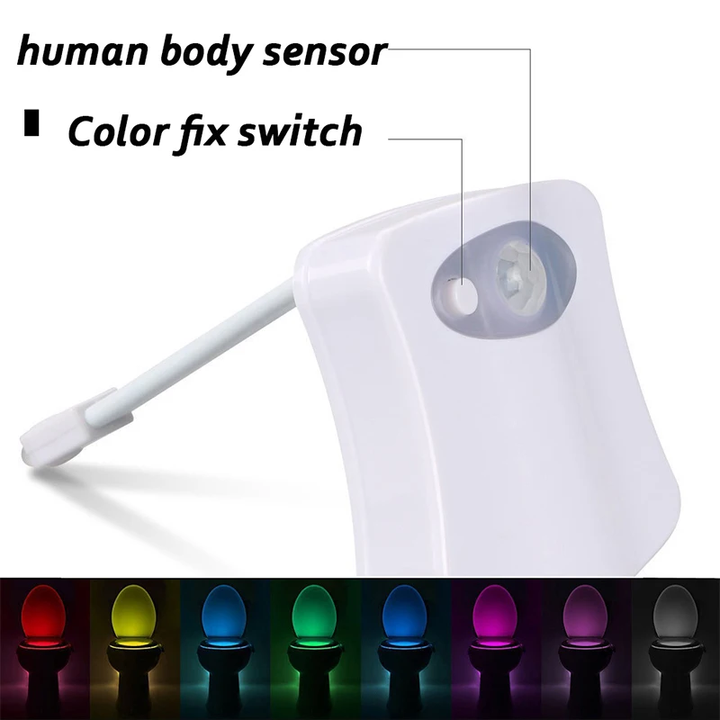 ZhangJi 8-Color Toilet Night Light Motion Sensor Activated Bathroom LED Bowl Nightlight Toilet Smart Sensor Light WC Accessories