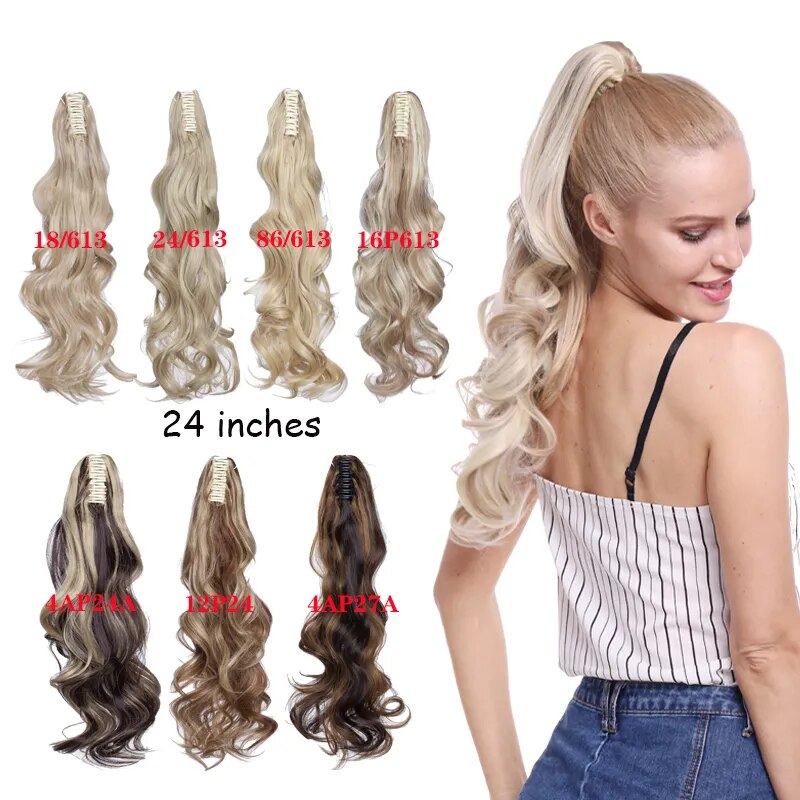 BENEHAIR Synthetic Fake Hair Ponytail Long Wavy Claw On Ponytail Clip In Hair Extensions Hair Extensions Hairpiece For Women