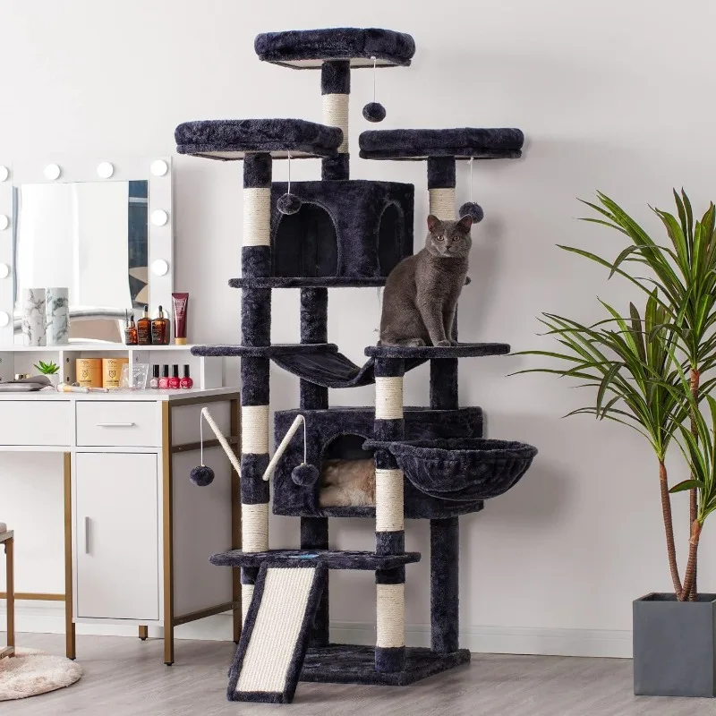 71 inches XL Large Cat Tower for Indoor Cats, Multi-Level Cat House cat tower condo house tree pet accessories