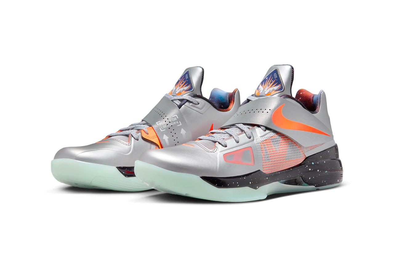 The Nike KD 4 "Galaxy" Is Returning in 2024 kevin durant basketball shoe nike swoosh low top sneakers futuristic space themed