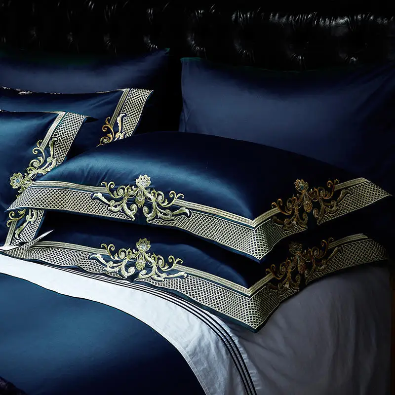 New 1000TC Egyptian Cotton Royal Luxury Embroidery Bedding Set US Queen King Size Duvet Cover Flat Sheet Pillowcase 4/6pcs