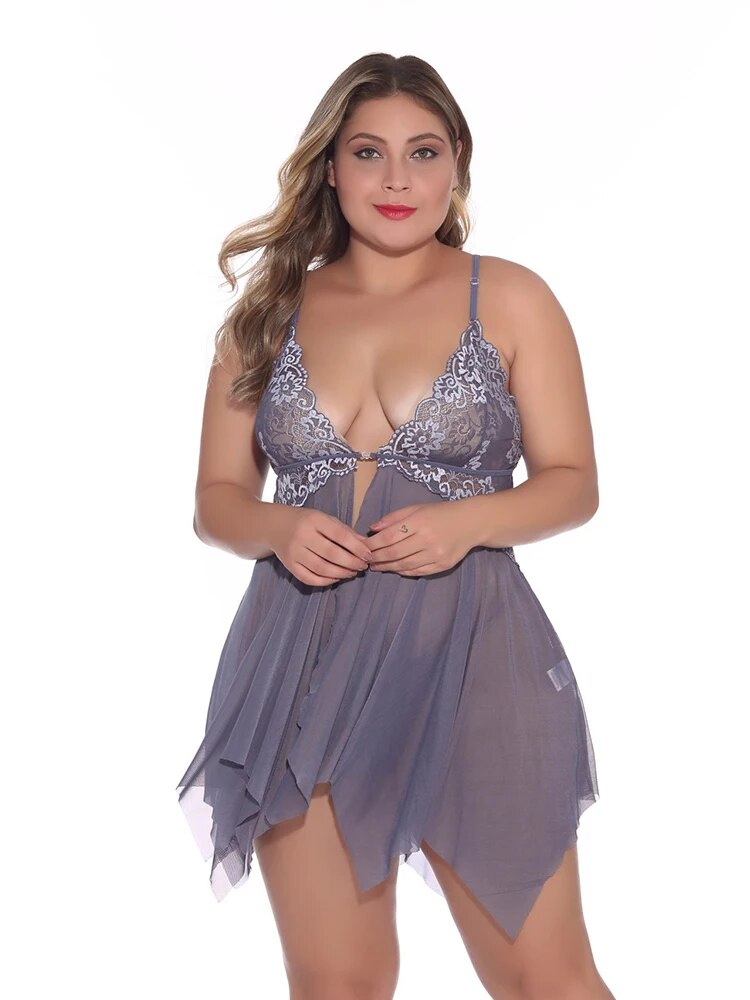 6 Colors Sexy Mujer Lace Shine Transparent Nightdress Women Plus Size Sleeveless Porno Sex Underwear Dress Babydoll Costgumes