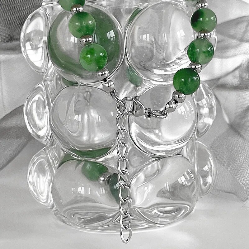 Statement Pearl Agate Male Necklace Hip hop Men's Chain Bead Choker Stainless Steel Luxury Designer Jewelry 2022 Trend