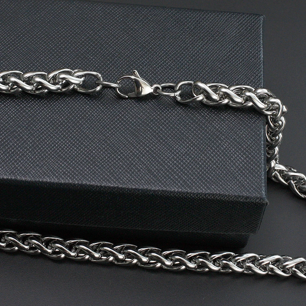 JHJT Flower Basket Chain Necklace Stainless Steel Keel Chain Necklace for Women Men Fashion Punk Jewelry Unisex Accessoires Gift