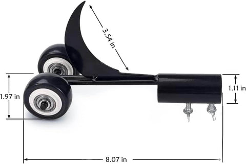 Size:&nbsp;9x4.7inch/ 23x12cm Wheel diameter: about 1.9inch/5cm, width 0.9inch/2.3cm Weight: 13.7lbs/389g Pole Diameter: 1.15 in Colour: Black 📦 Package Includes 📦 1 Pulling Tool 1 Hook 1 Straight Hook