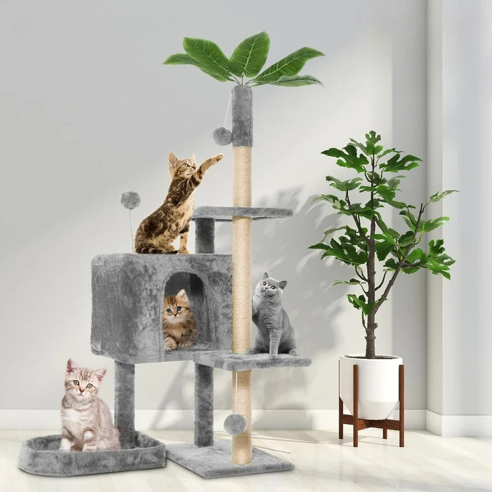 Tree for Cats Multi-Level Cozy Plush Cat Condo Cat House Cat Scratching Posts for Indoor Cats With Hang Ball Free Shipping Pet