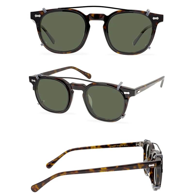 Belight Optical Handmade Quality Cool Vintage Retro Women Men UV400 Polarized Protection  Oculos Clip On Sunglasses 9567