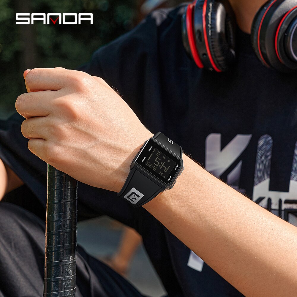 SANDA Top Brand Men's Watches Sports Military LED Digital Watch 30M Waterproof Wristwatch for Male Relogio Masculino 9003