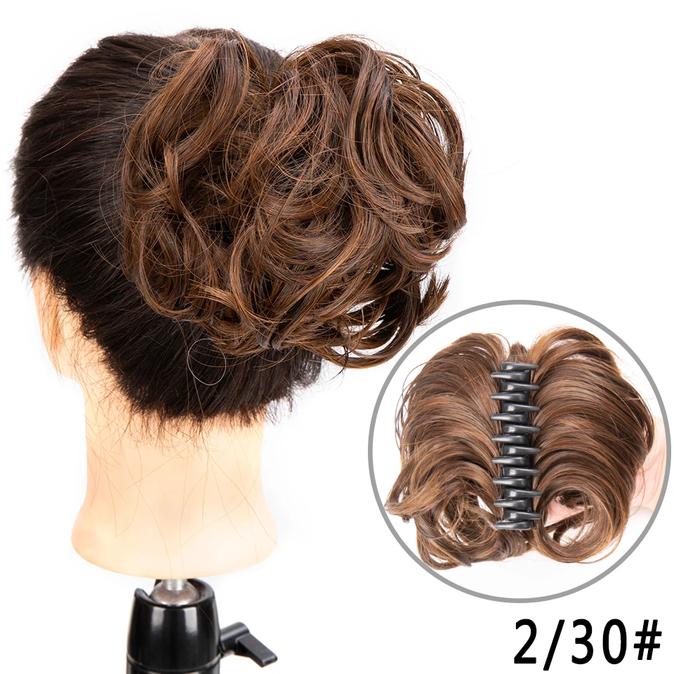LUPU Synthetic Curly Chignon Donut Hair Bun Pad Hair Extension Black Brown Updo Cover Claw Hairpiece Messy Buns For Women