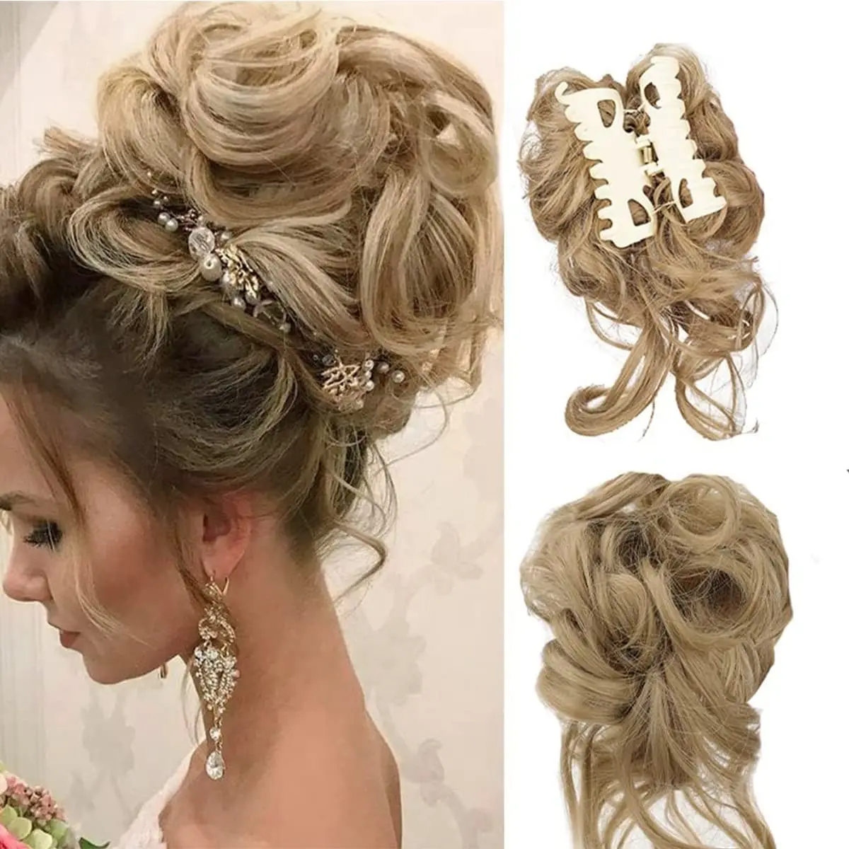 Messy Synthetic Chignon Donut Hair Bun Extensions Curly Hair Scrunchies Hairpieces Donut Updo Hair Pieces For Women Girls