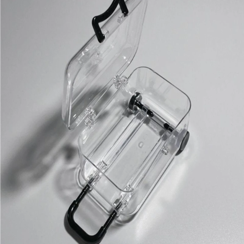 Mini Roller Red Book-Inspired Simple INS Mini Trolley Box for Jewelry and Candy Acrylic Hard Plastic Travel Box with Flip Handle