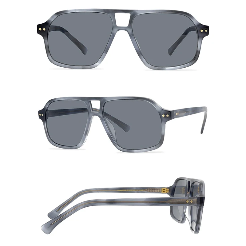 Belight Optical  Women Men UV400 Protection Pilot Shape Vintage Retro Acetate Yellow Lens Sunglasses  with Case Oculos 9556