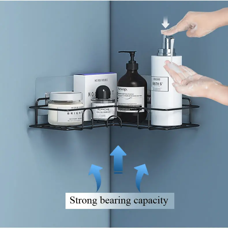 2pcs punch free shower corner caddy toilet corner shelf toiletry rack washroom triangle storage rack wall mounted storage rack for bathroom details 4
