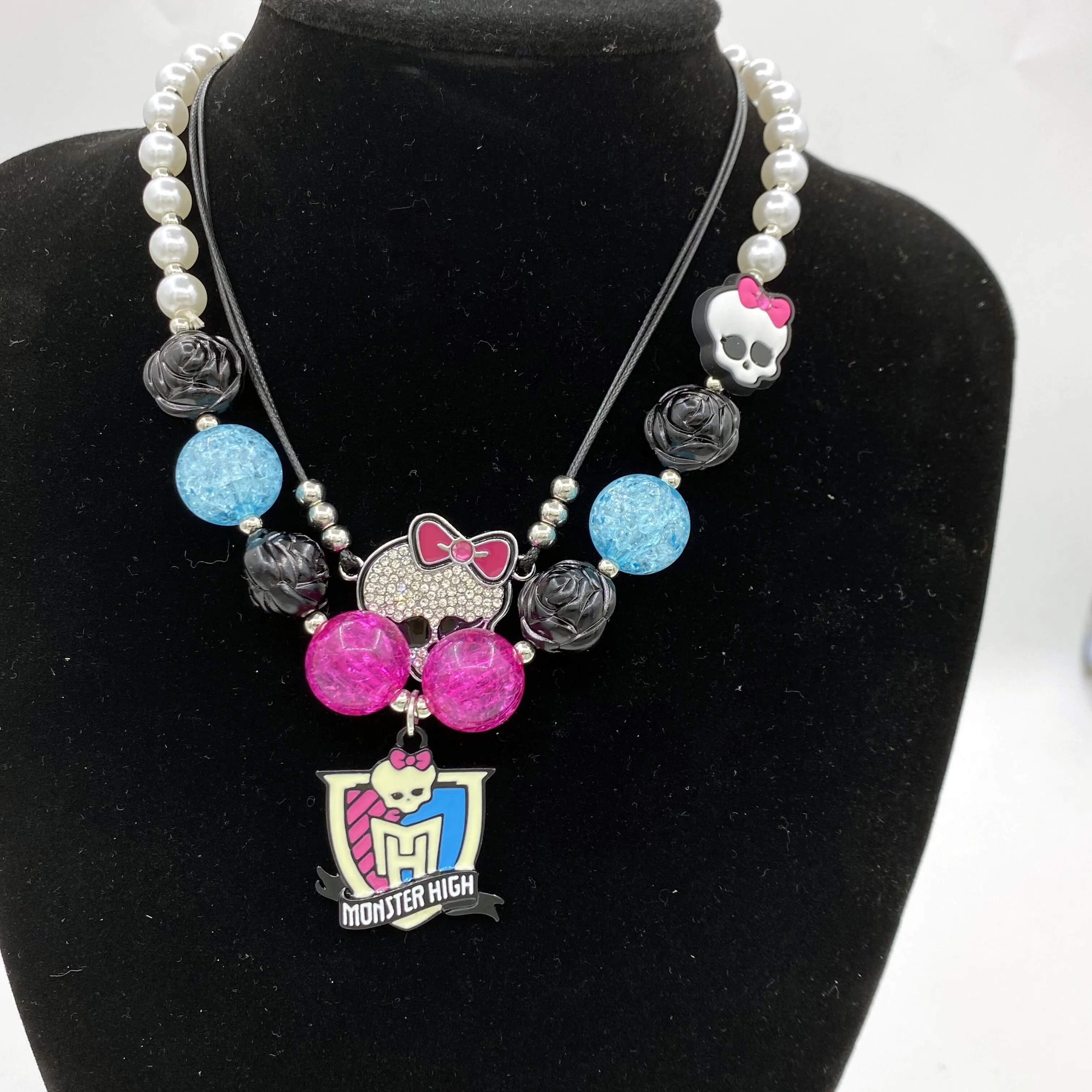 Novel Halloween Funky Fun Necklace Handmade Creative Hip Hop Personality Punk Large Bead Necklace Party Street Dance Accessory