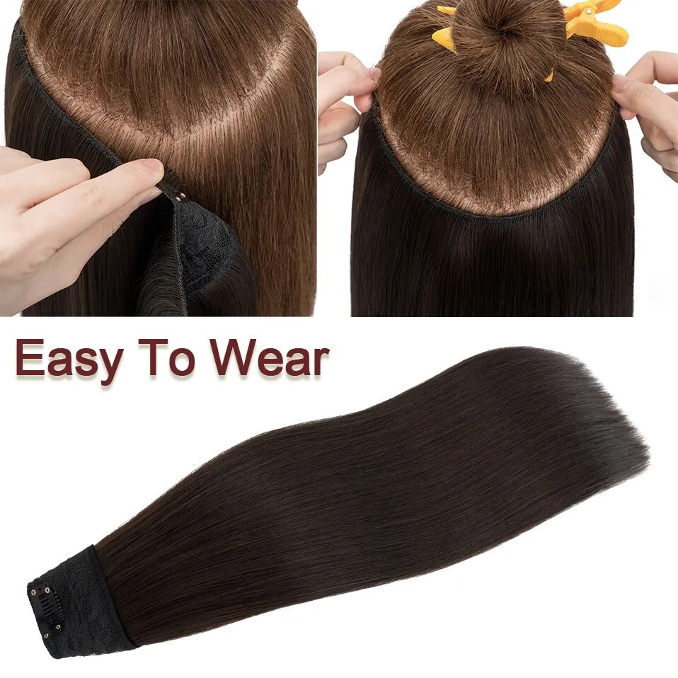 Benehair 18 Inch 160g V-Shaped Clip in Hair Extensions Synthetic Straight One piece Clip in Hair Extensions Full Head