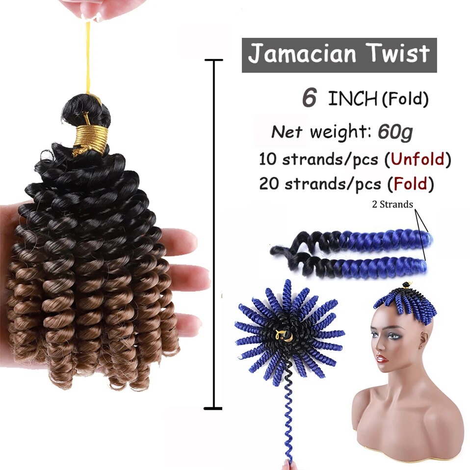 Benehair 6inch Short Jamacican Braids Crochet Hair Synthetic Ombre Black Brown Wine Red Curly Crochet braids for black women