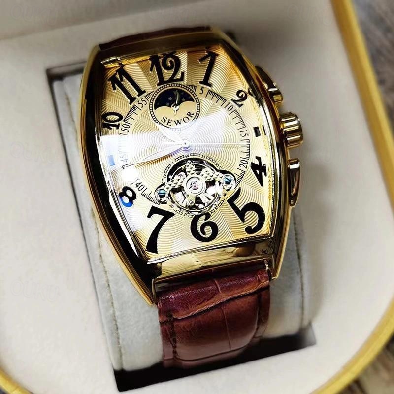 Men Mechanical Watch Luxury Large Dial Fashion Business Hollow Skeleton Automatic Self-winding Waterproof Leather Watch 2024 - US $31.99 –P8
