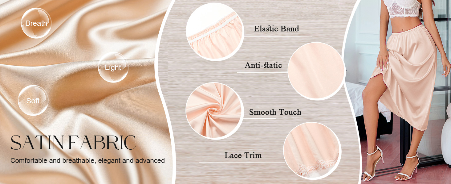 Avidlove Women's Satin Half Slip Long Underskirt
