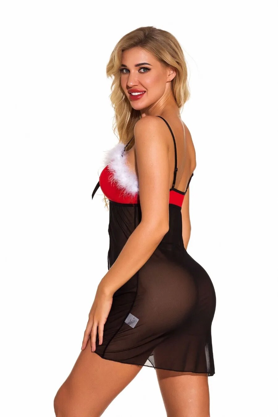 Women satin Christmas  Mesh Pajamas Lingerie Sexy Sets Sleep Dress Erotic Underwear Babydoll Porn Cosplay Teddy Sexy Clothes