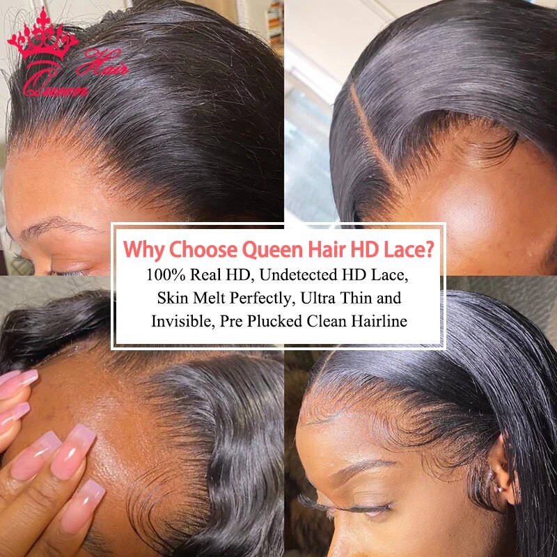 Queen Hair Real HD Lace Wig Raw Human Hair 13x6 13x4 FULL Frontal 5x5 6x6 7x7 Closure HD Melt Skin Lace Wig Straight / Body Wave