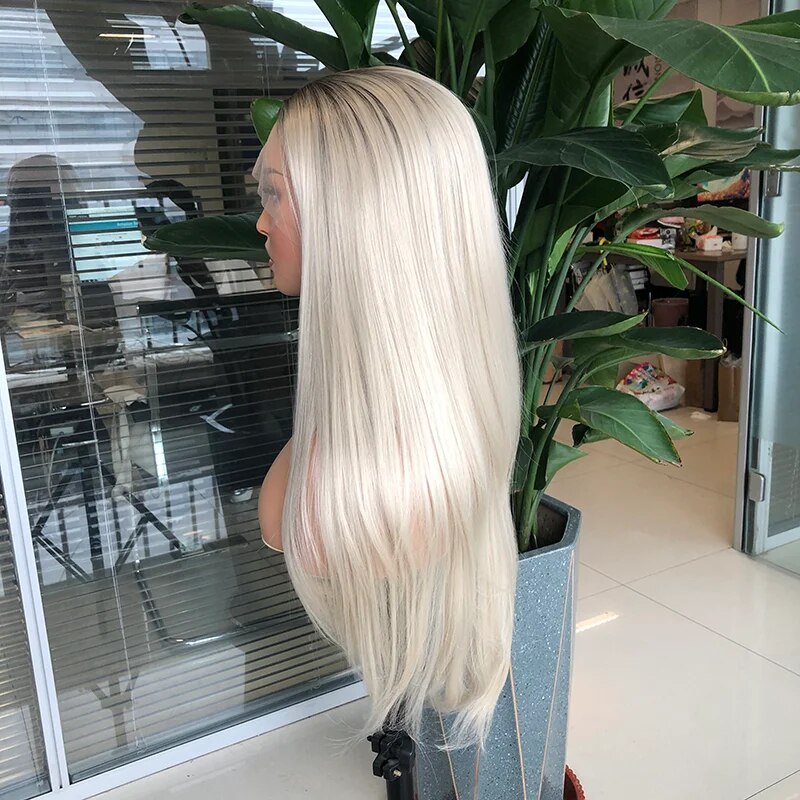 Websterwigs Synthetic Wigs Long Straight golden Color Silky Lace Front For Women With Natural Hairline Cosplay Daily Wear Wig