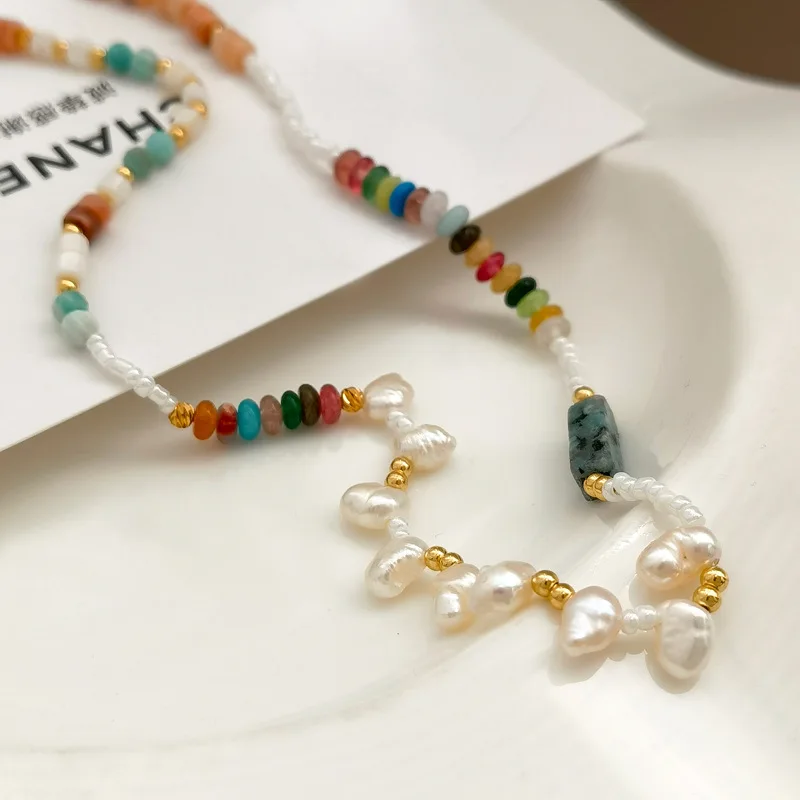 Trendy Jewelry Vintage Temperament Irregular Pearl Stone Beads Necklace For Women 2023 Trend New Popular Accessories