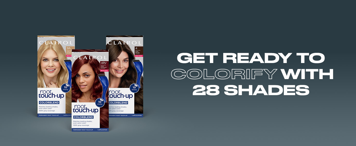 Clairol get ready to colorify with 28 shades, permanent hair color for root regrowth