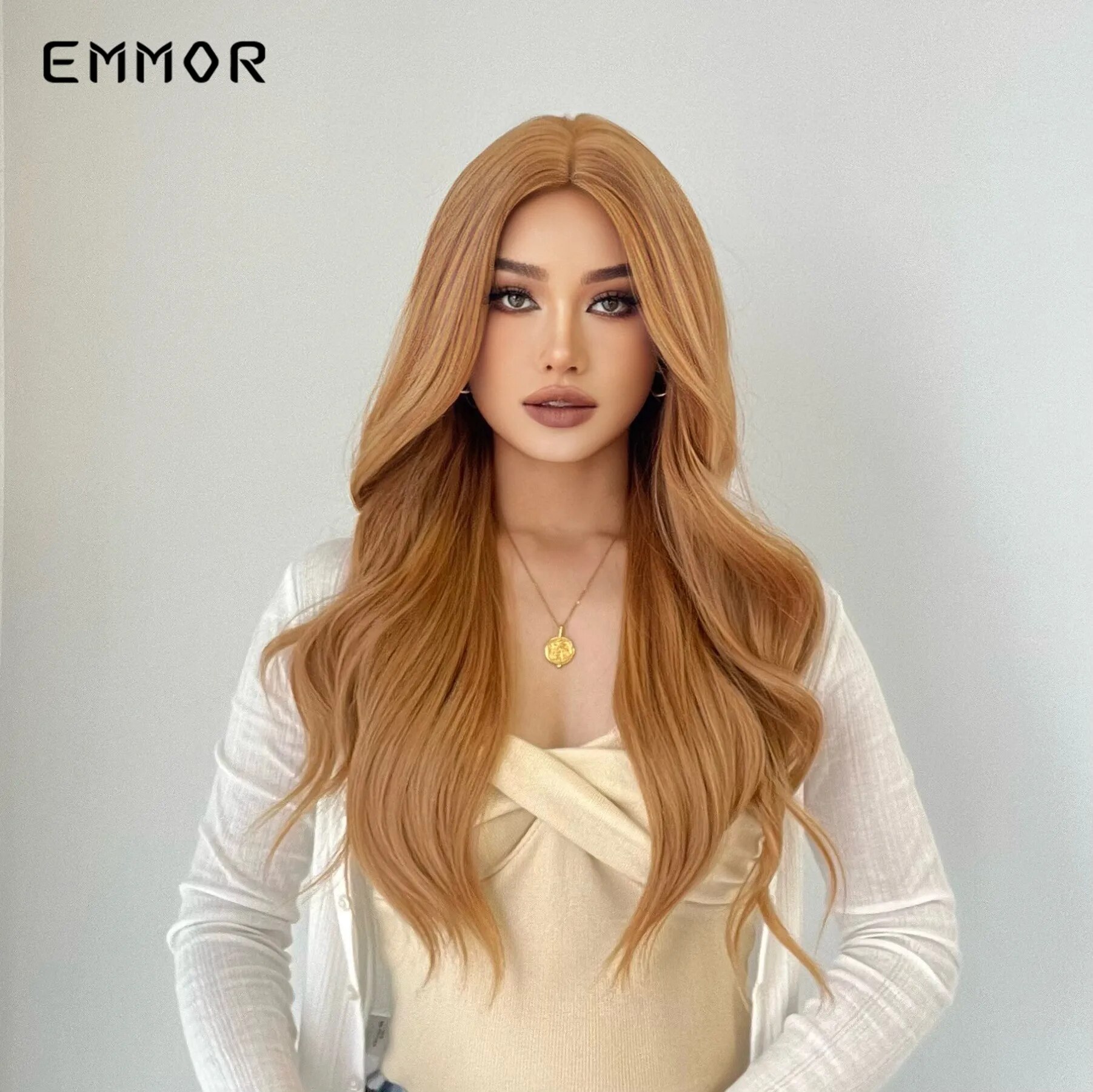 Emmor  Synthetic Wigs Long Wavy  Blonde Natural Hair Wigs for Women Cosplay Wigs Heat Resistant Fiber Hair Wig