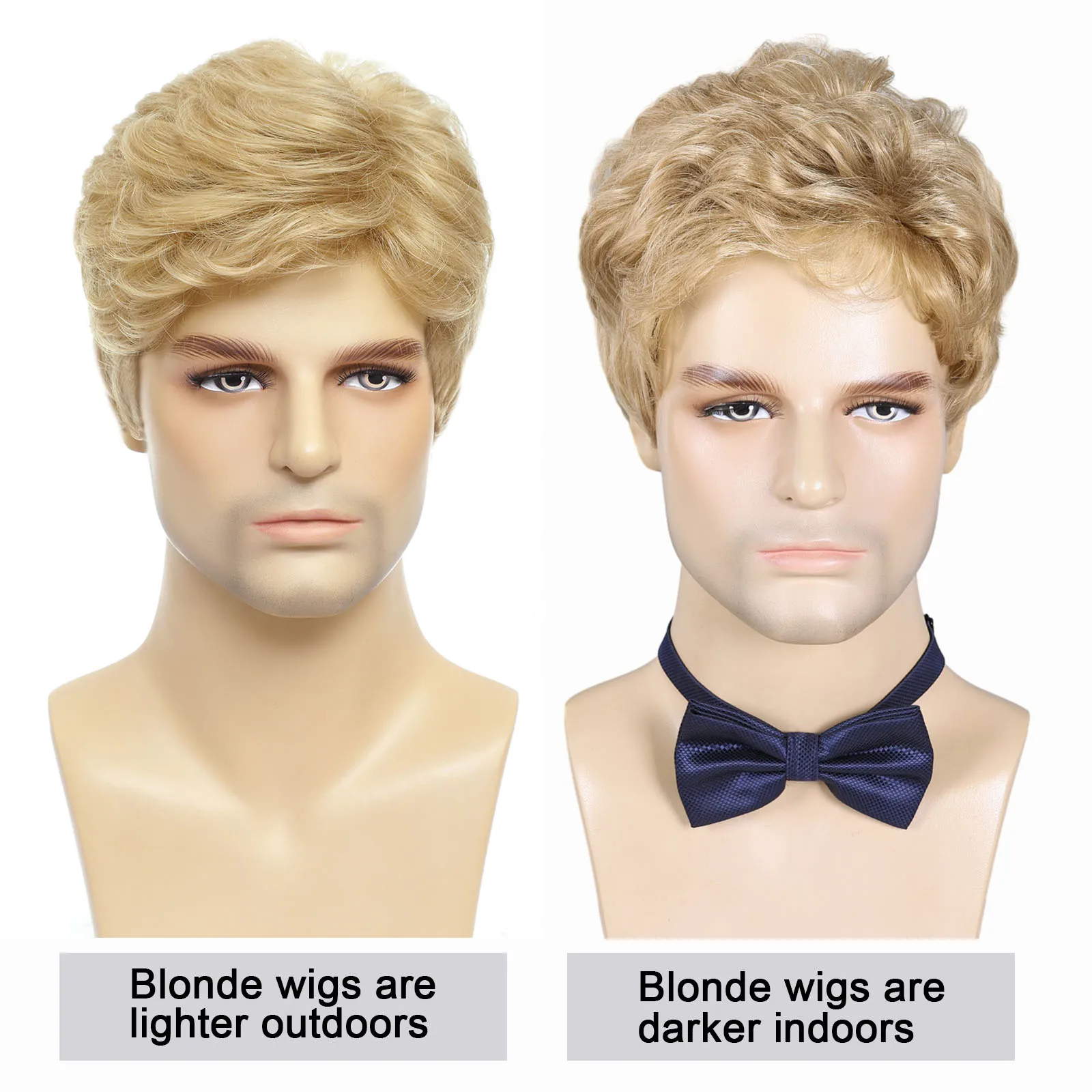 Mens Blonde Wigs Natural Fluffy Layered Synthetic Hair Daily Halloween Ken Wig for Men Male