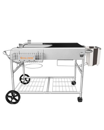 GRILL FORCE Grill Cart for Kettle Grill Stand Weber Kettle Charcoal Grill Outdoor Grill Prep Cart