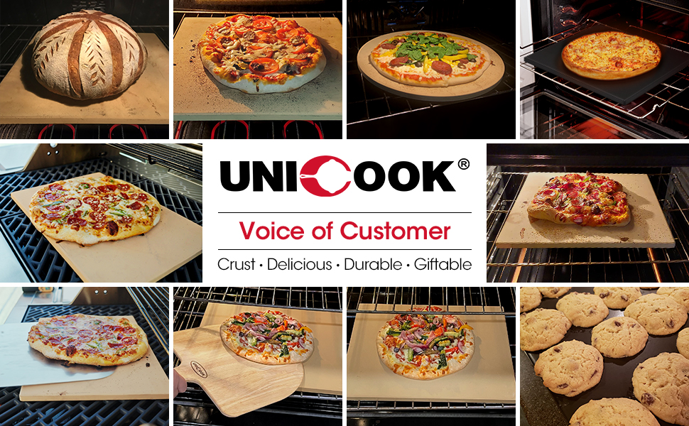 Unicook pizza stone helps you to bake crispy pizza and bread like a chef at home!