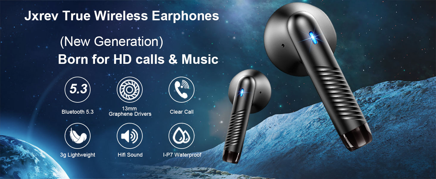 True Wireless Earbuds Bluetooth 5.3 Headphones Touch Control