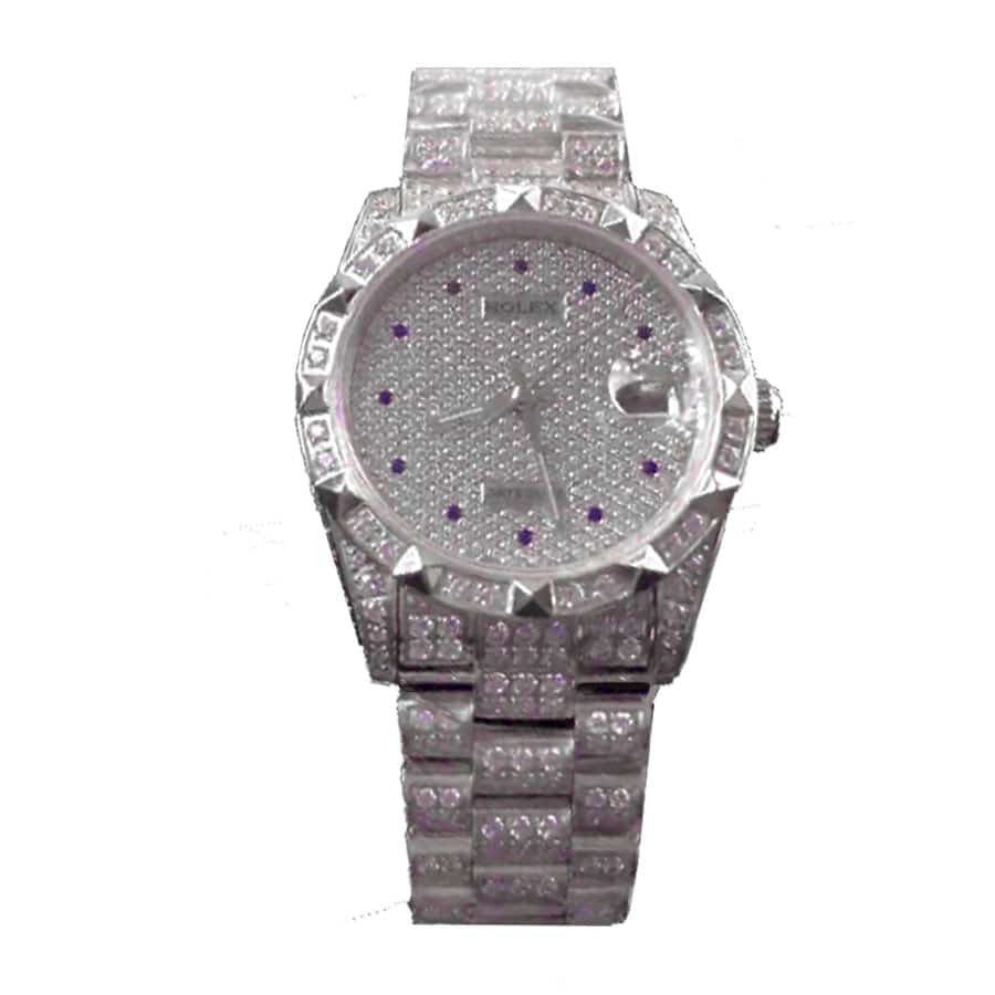 rolex datejust white gold diamond dial iced out 116624 replica