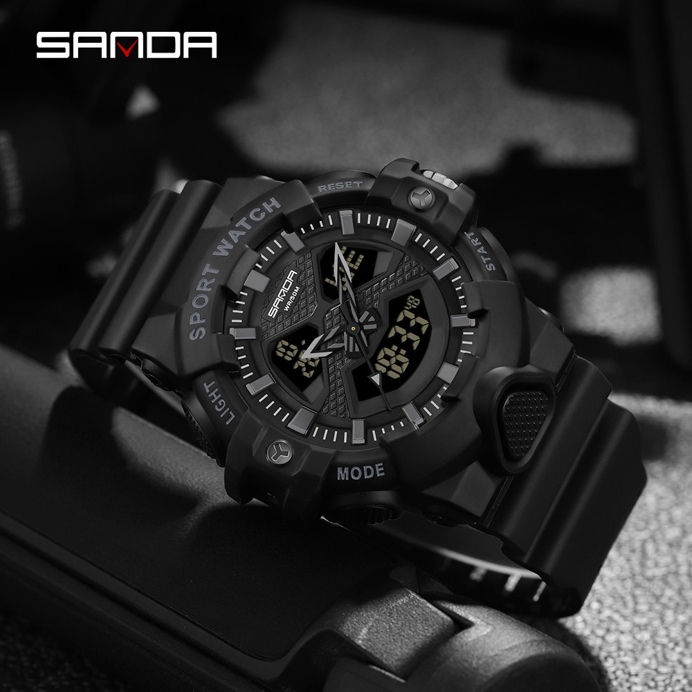 SANDA 2023 Sport Military Men's Watches 50M Waterproof LED Digital Wristwatch for Male Clock Stopwatch Relogio Masculino 3150