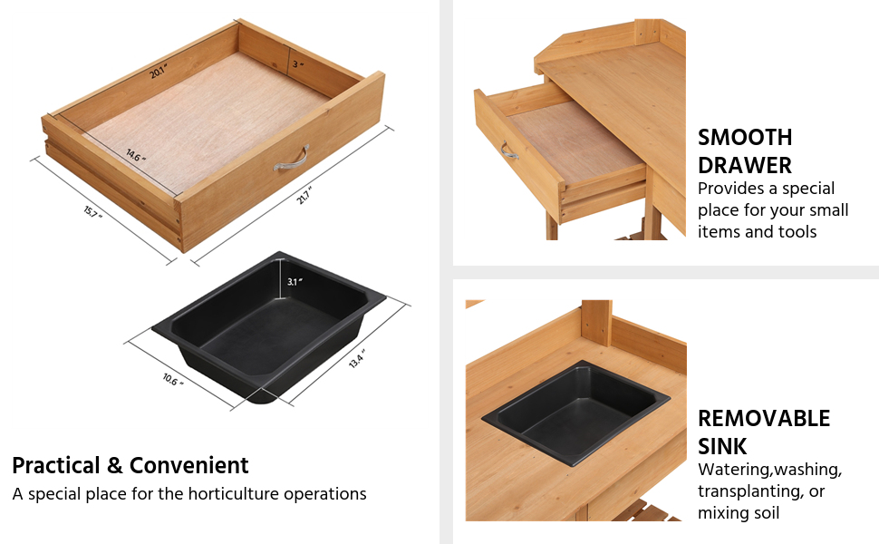 smooth drawer and removable sink