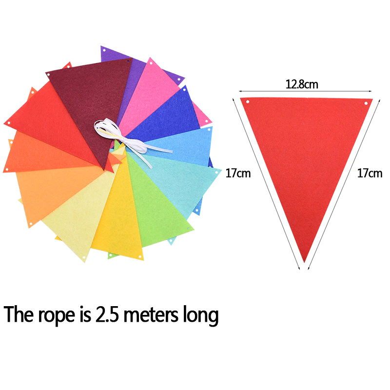 2.5m Multicolor Garlands Cotton Bunting Banners Pennant Baby Shower Wedding Party Decoration Garland Flags