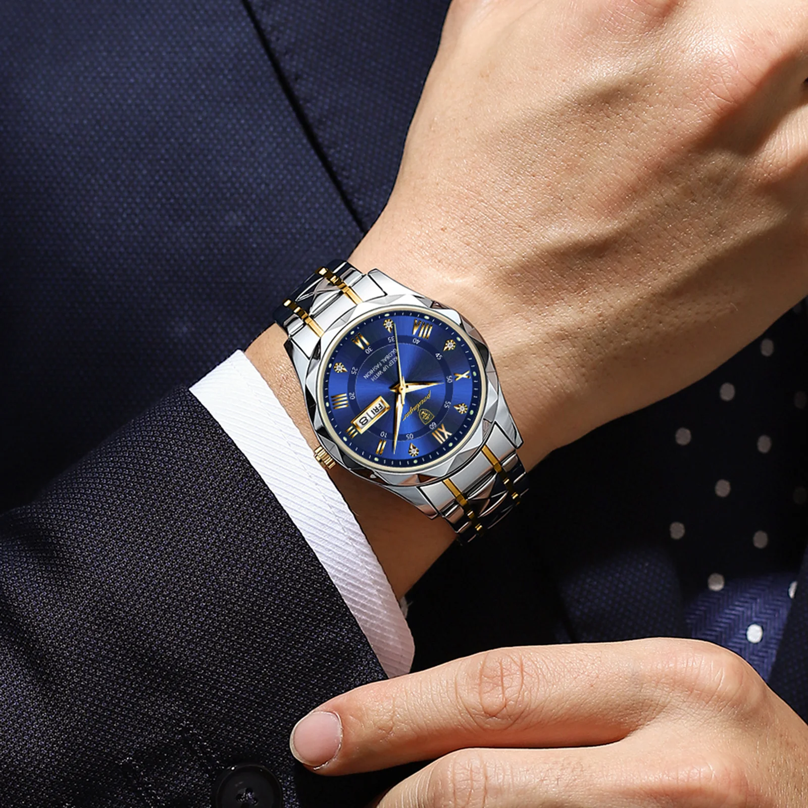 POEDAGAR Luxury Men Watches Business Top Brand Man Wristwatch Waterproof Luminous Date Week Quartz Men's Watch High Quality+Box