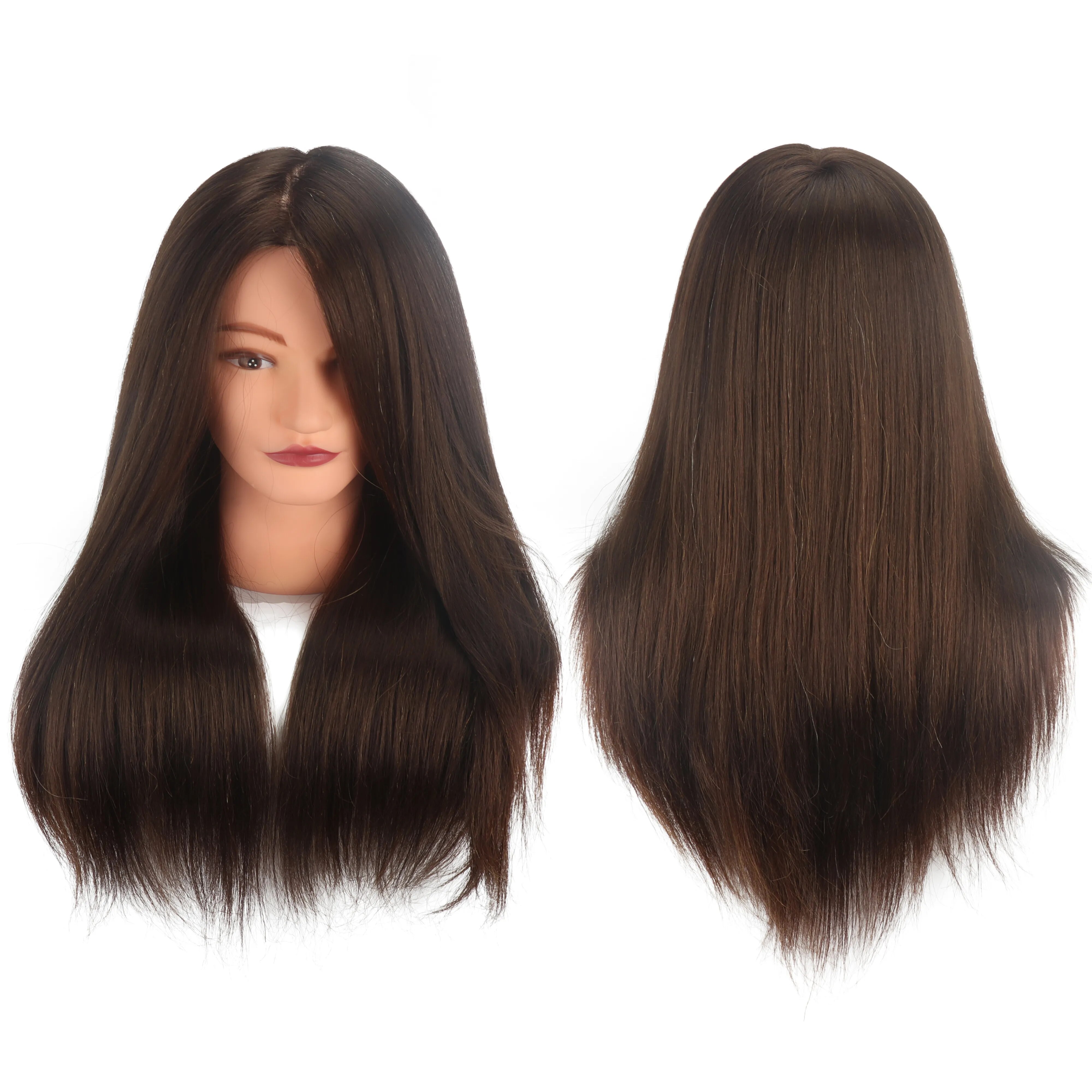 18 inch brown 100% Real Human Hair Training hair Hairdresser Manniquin heads Doll head  Long Hair Hairstyle Practice head