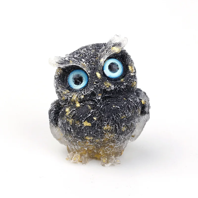 1PC Natural Crystal Stone Gravel Owl Animal Crafts Hand Made DIY Resin Table Decor Home Decor Collect Gifts Small Figurines