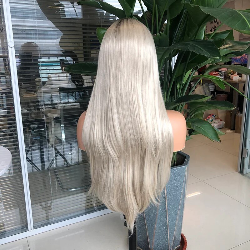 Websterwigs Synthetic Wigs Long Straight golden Color Silky Lace Front For Women With Natural Hairline Cosplay Daily Wear Wig