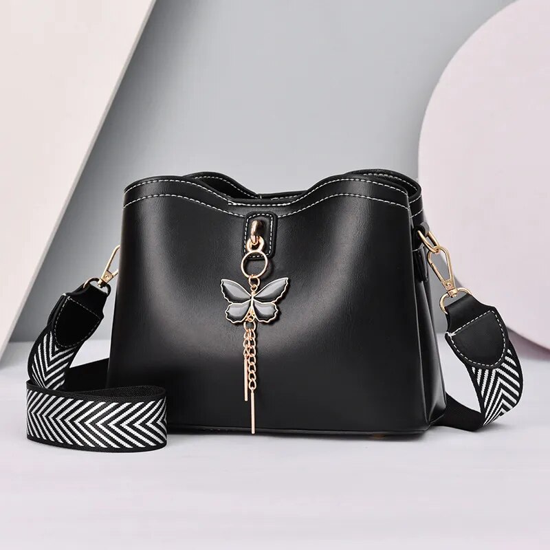 2023 Women White Handbag New Designer Butterfly Tassel PU Leather Messenger Bags Ladies Crossbody Female Tote Shoulder Bag